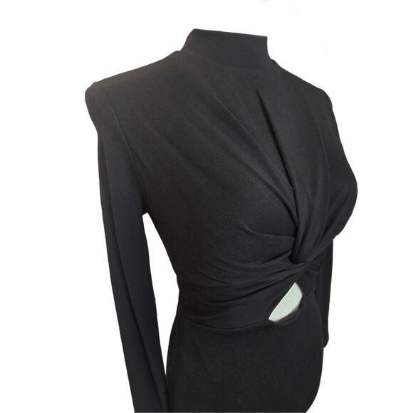 H&M Sexy Peekaboo Keyhole Mock Black Mini Dress Sz. 4 - Picture 2 of 6